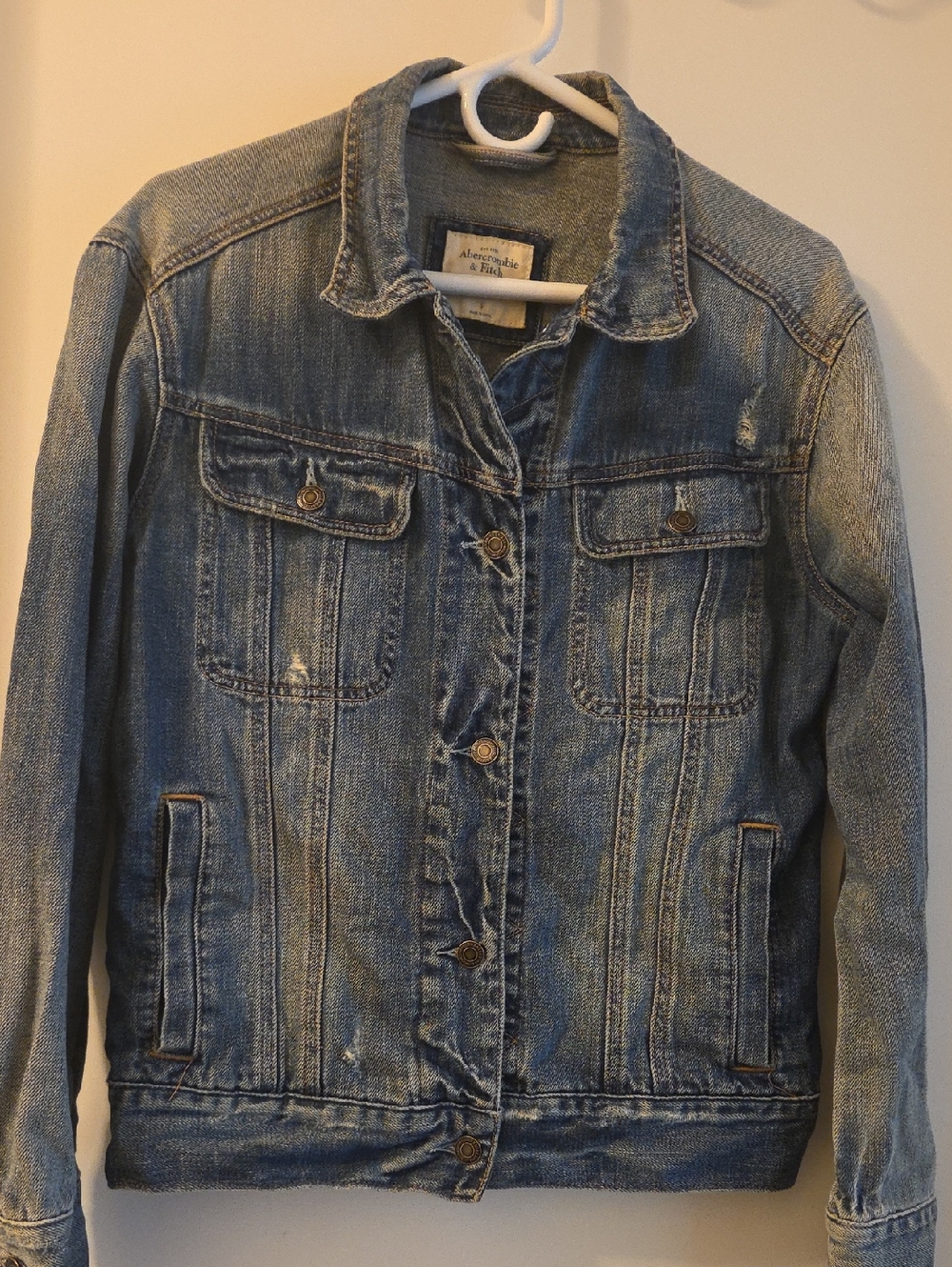 Abercrombie & Fitch Vintage Blue Distressed Denim Jacket Size S